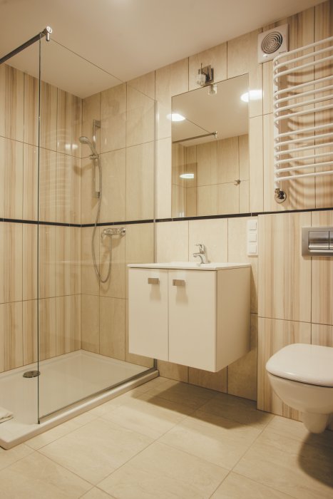Przykładowa łazienka w pokojach Superior i Deluxe Przykładowa łazienka w pokojach Superior i Deluxe Trojan